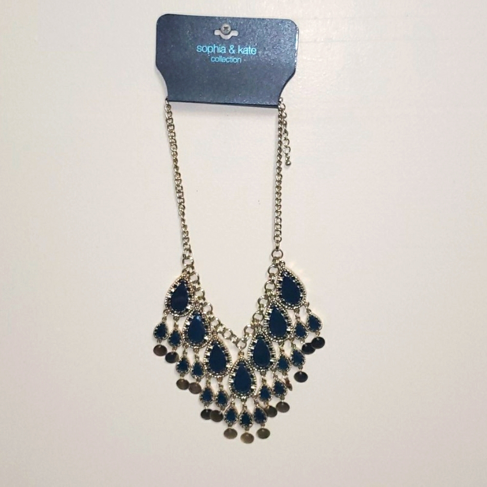 Gold and navy blue necklace